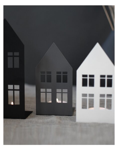 Kovová dekorace/svícen Storgatan House Grey 14 cm Storefactory Scandinavia