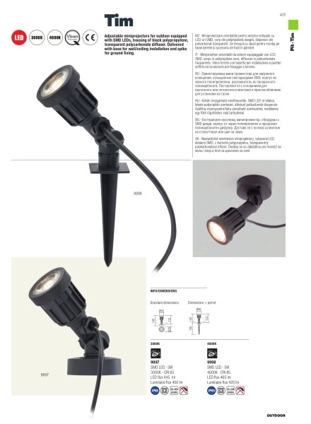 Redo 9997 - LED Venkovní lampa TIM LED/5W/230V IP65
