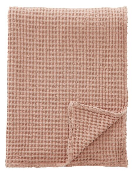 Starorůžová bavlněná deka 150x200 cm Jaipur Chunky Waffle – Pineapple Elephant