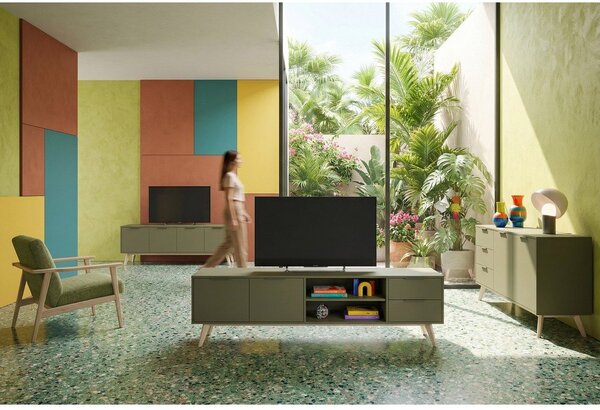 Zelený matný TV stolek 180x53x40 cm Campus – Marckeric