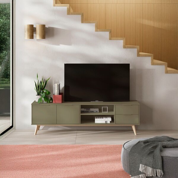 Zelený matný TV stolek 180x53x40 cm Campus – Marckeric