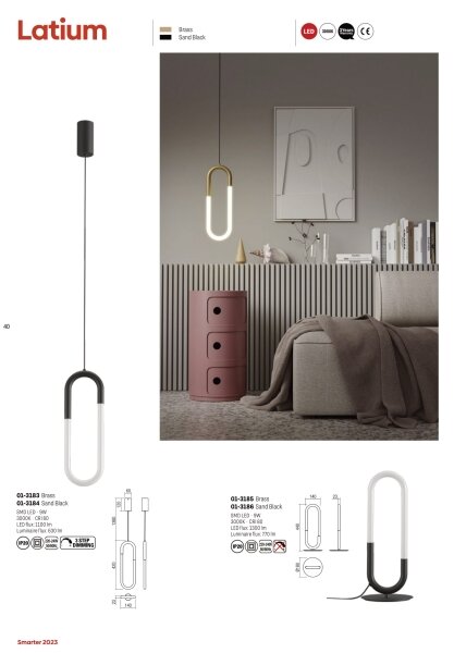 Redo 01-3183 - LED Lustr na lanku LATIUM LED/9W/230V mosaz