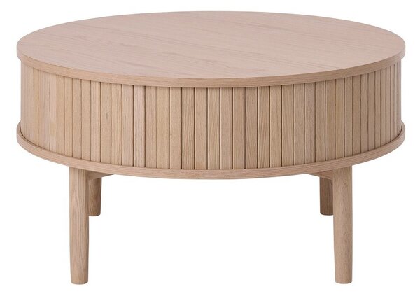 Kulatý konferenční stolek v dekoru dubu ve světle přírodní barvě ø 85 cm Meta – Unique Furniture