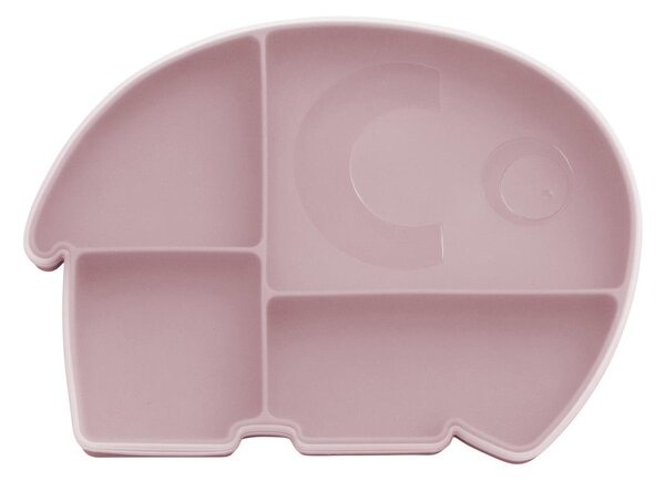 Silikonový dělený talíř s víčkem Elephant Pink Sebra