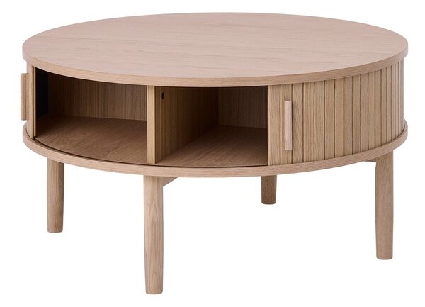 Kulatý konferenční stolek v dekoru dubu ve světle přírodní barvě ø 85 cm Meta – Unique Furniture