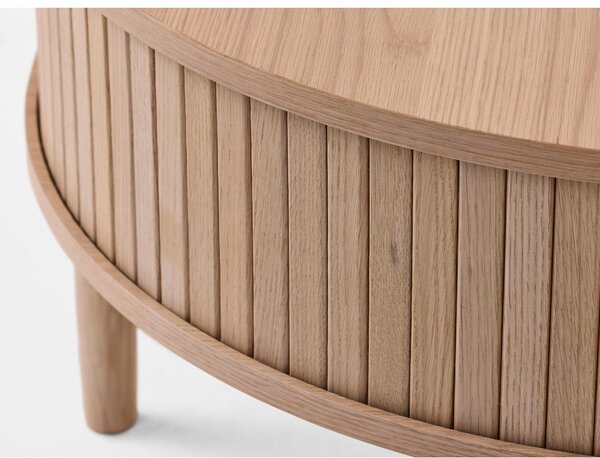 Kulatý konferenční stolek v dekoru dubu ve světle přírodní barvě ø 85 cm Meta – Unique Furniture
