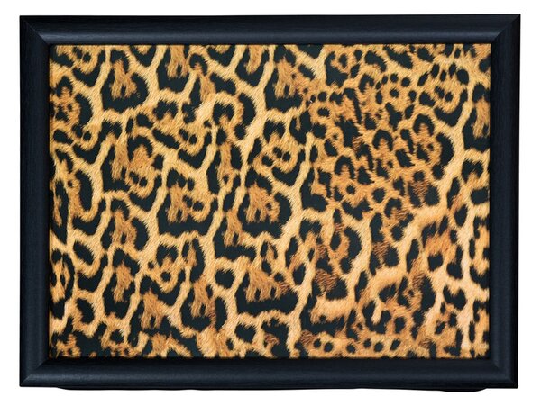 Podnos na nohy Leopard v černém rámu - 43*33*7cm
