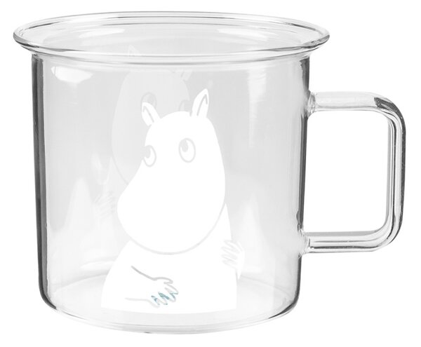 Muurla Skleněný hrnek Moomin 0,35l, bílo-čirý