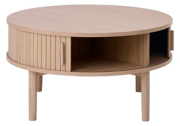 Kulatý konferenční stolek v dekoru dubu ve světle přírodní barvě ø 85 cm Meta – Unique Furniture