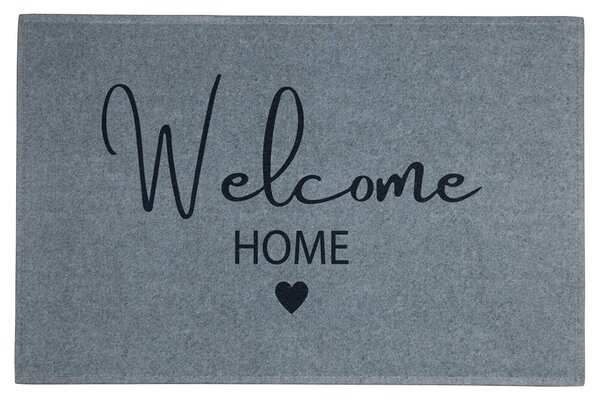 Šedá podlahová rohožka se srdíčkem Welcome Home - 75*50*1cm - Mars & More