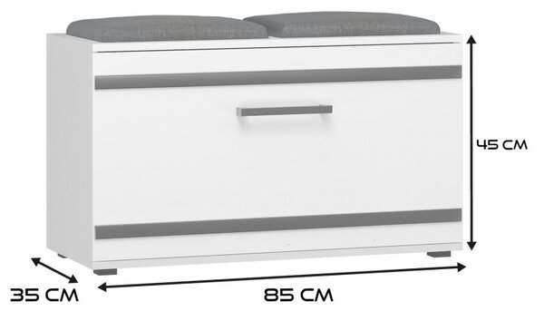 Botník se sedákem JOOSEP - matná bílá