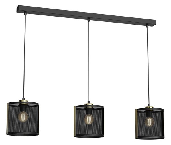 Lustr na lanku KAGA 3xE27/60W/230V černá/zlatá