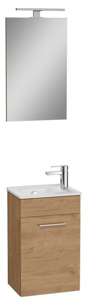 Koupelnová sestava s umyvadlem zrcadlem a osvětlením VitrA Mia 39x61x28 cm zlatý dub MIASET40D