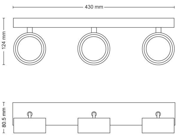 Philips - LED Bodové svítidlo BRACIA 3xLED/5,5W/230V černá