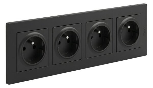 Legrand - Čtyřnásobná zásuvka domovní s rámečkem NILOE STEP 250V černá