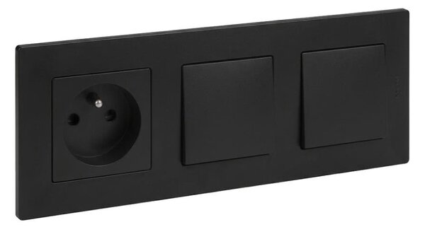 Legrand-Dvojitý jednopólový vypínač č. 1 a zásuvka domovní NILOE STEP 250V černá