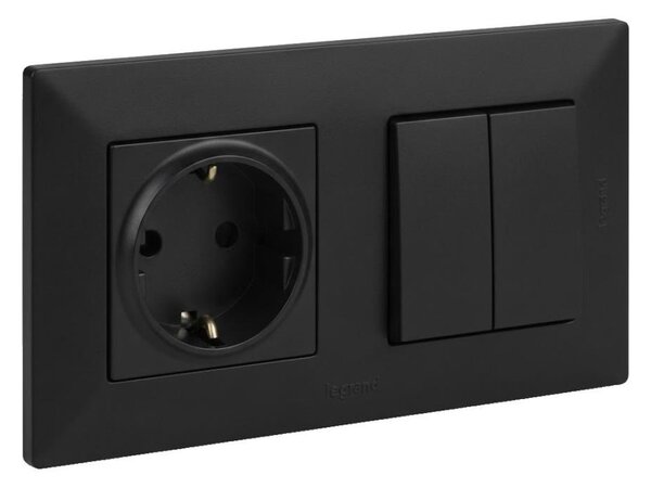 Legrand-Dvojitý schodišťový vypínač 6+6 a zás dom SCHUKO s rám NILOE STEP 250V č
