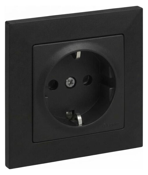 Legrand - Zásuvka domovní SCHUKO s rámečkem SUNO 250V černá