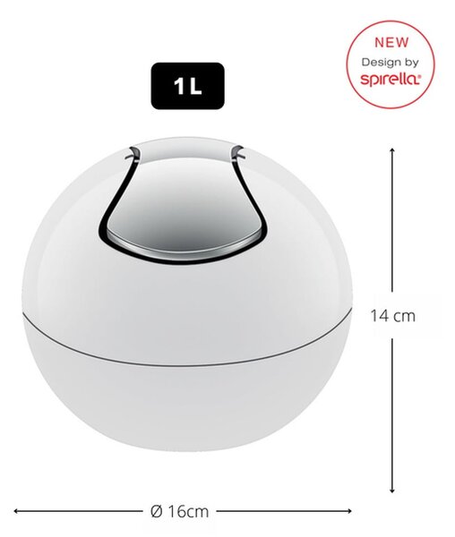 Bílý plastový odpadkový koš 1 l Bowl – Spirella