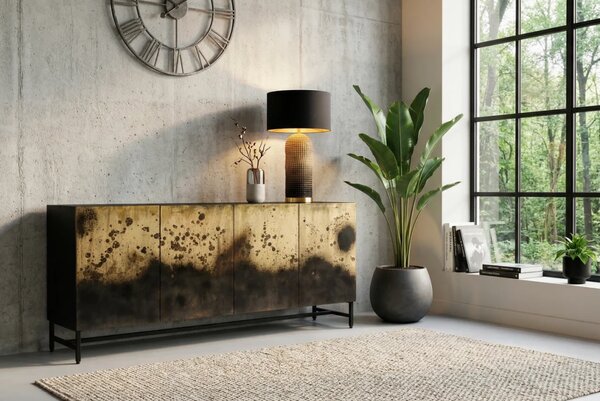 Massive home | Komoda OXID 180 CM černá/zlatá masiv mango