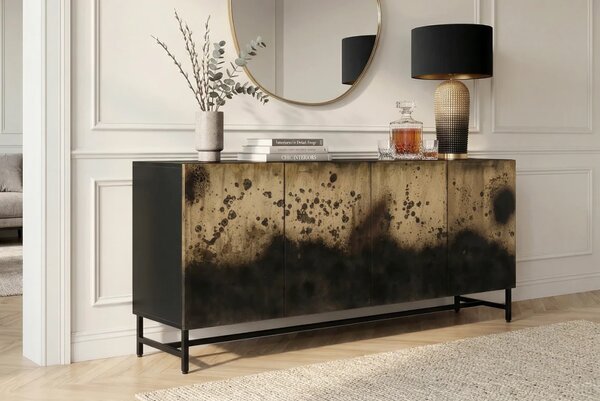 Massive home | Komoda OXID 180 CM černá/zlatá masiv mango