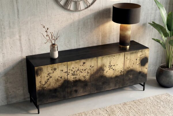 Massive home | Komoda OXID 180 CM černá/zlatá masiv mango