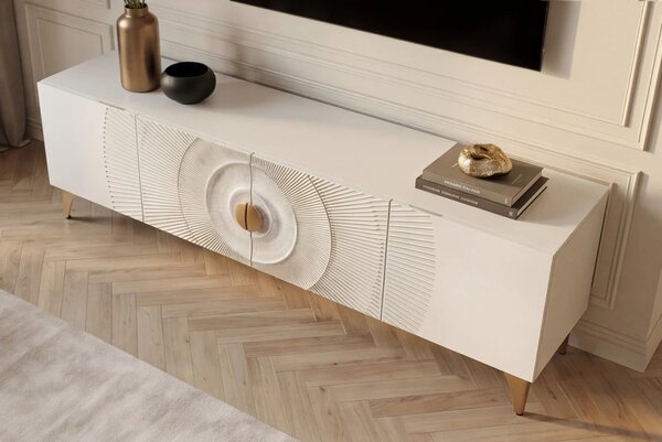 Massive home | Televizní stolek GOLDEN SUNSET 180 CM bílý masiv mango