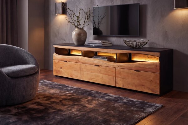 Massive home | Televizní stolek GRAND s LED osvětlením 180 CM masiv akácie