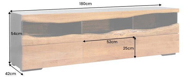 Massive home | Televizní stolek GRAND s LED osvětlením 180 CM masiv akácie