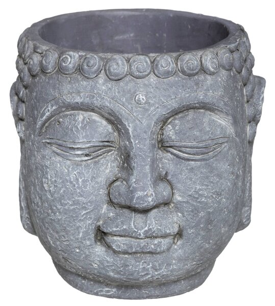 Květináč Buddha, Ø 17,5 cm, cement, šedý