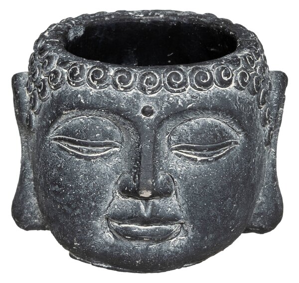 Květináč Buddha, Ø 11,5 cm, cement, antracitový