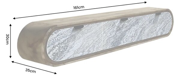 Massive home | Závěsný televizní stolek ORGANIC 160 CM masiv akácie/kamenná dýha