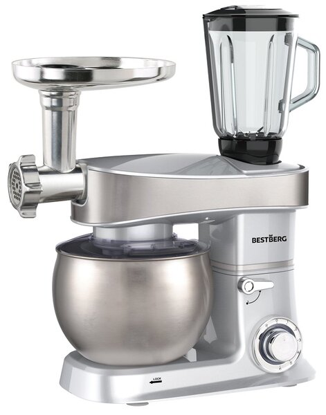 Multifunkční kuchyňský robot BestBerg BBR-2000S / 2000 W / 6 l / 6 rychlostí / stříbrná