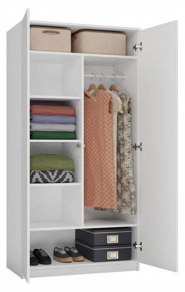 Dvoudveřová šatní skříň 90 cm TAUNO - bílá
