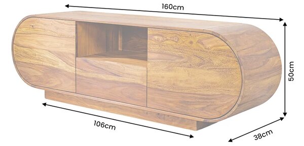 Massive home | Televizní stolek ORGANIKO 160cm oválné masiv palisandr