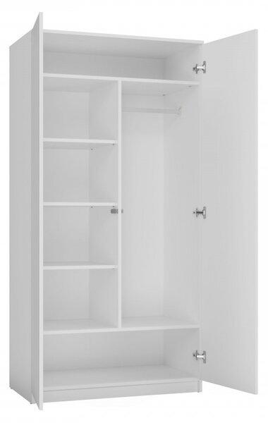 Dvoudveřová šatní skříň 90 cm TAUNO - bílá