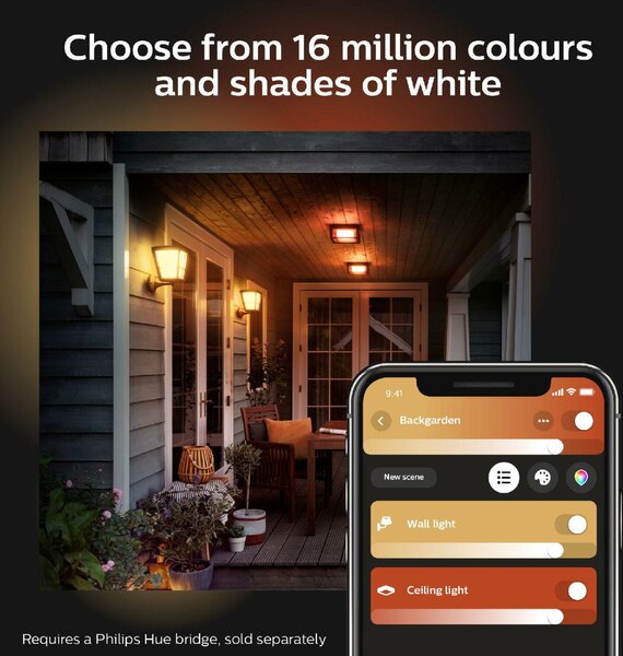 PHILIPS HUE Hue LED White and Color Ambiance Venkovní nástěnné svítidlo Philips Econic 17440/30/P7 černé 2200K-6500K RGB