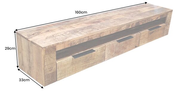 Massive home | Závěsný televizní stolek IRON CRAFT 160 CM masiv mango