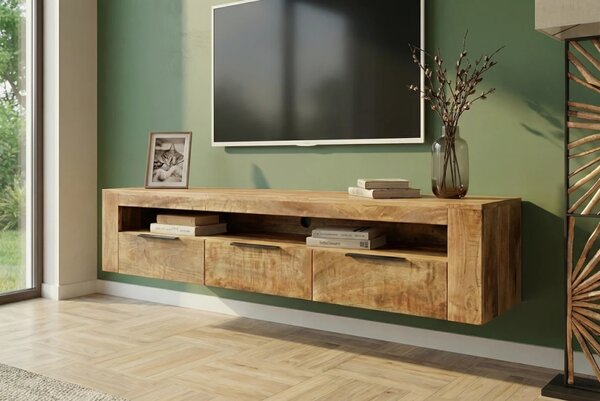 Massive home | Závěsný televizní stolek IRON CRAFT 160 CM masiv mango