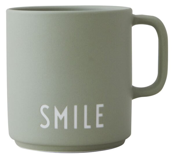 Porcelánový hrnek s ouškem Smile Green Design Letters