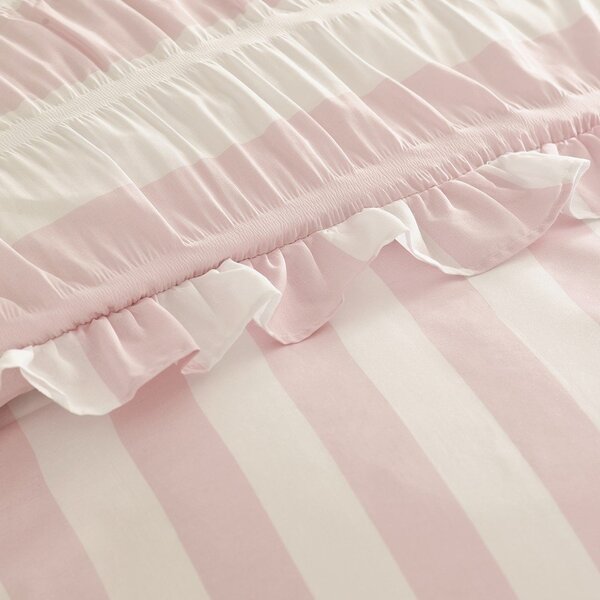 Růžové povlečení na jednolůžko 135x200 cm Seersucker Frill Stripe – Catherine Lansfield