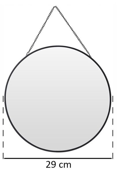 Kulaté nástěnné zrcadlo v černém rámu, 29 cm