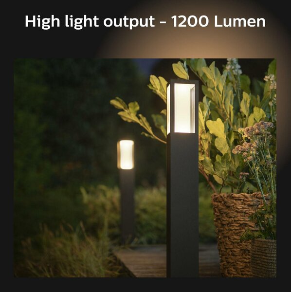 PHILIPS HUE Hue LED White and Color Ambiance Venkovní sloupkové svítidlo Philips Impress 17432/30/P7 černé 77cm 2200K-6500K RGB