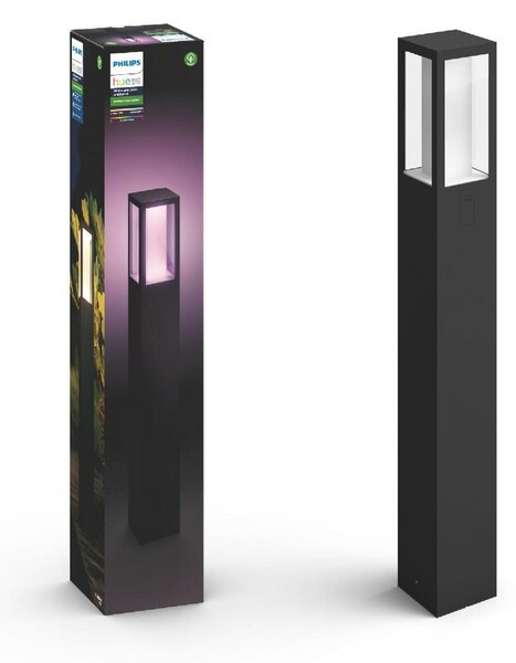 PHILIPS HUE Hue LED White and Color Ambiance Venkovní sloupkové svítidlo Philips Impress 17432/30/P7 černé 77cm 2200K-6500K RGB