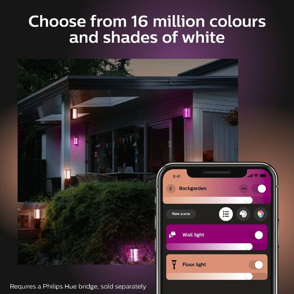 PHILIPS HUE Hue LED White and Color Ambiance Venkovní sloupkové svítidlo Philips Impress 17432/30/P7 černé 77cm 2200K-6500K RGB