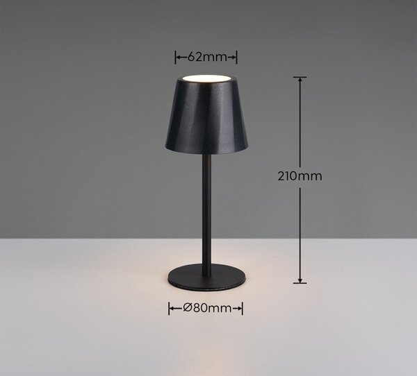 Matně černá LED stolní lampa s kovovým stínidlem (výška 21 cm) Diaz – Reality