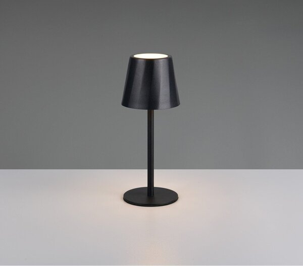 Matně černá LED stolní lampa s kovovým stínidlem (výška 21 cm) Diaz – Reality