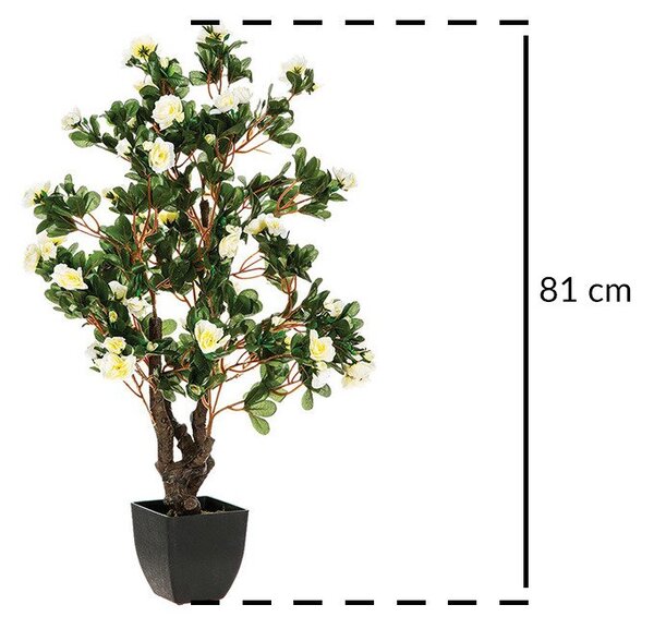 Umělá rostlina AZALIA, barva bílá, 81 cm