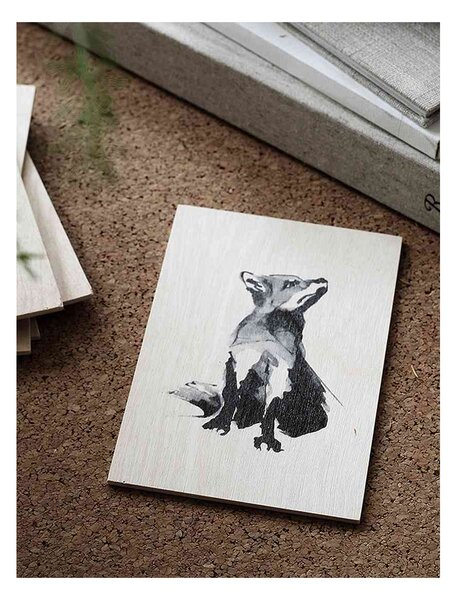 Obrázek na dřevěné kartě Fox 10x15 cm Teemu Järvi Illustrations