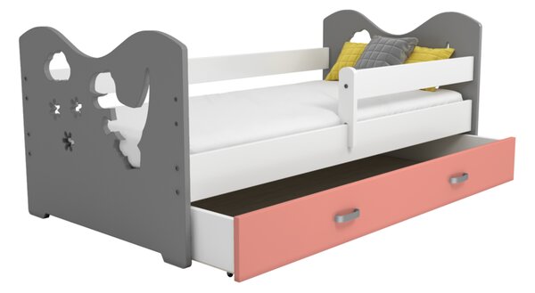 Dětská postel Magdaléna 80x160 B3, šedá/růžová + rošt a matrace